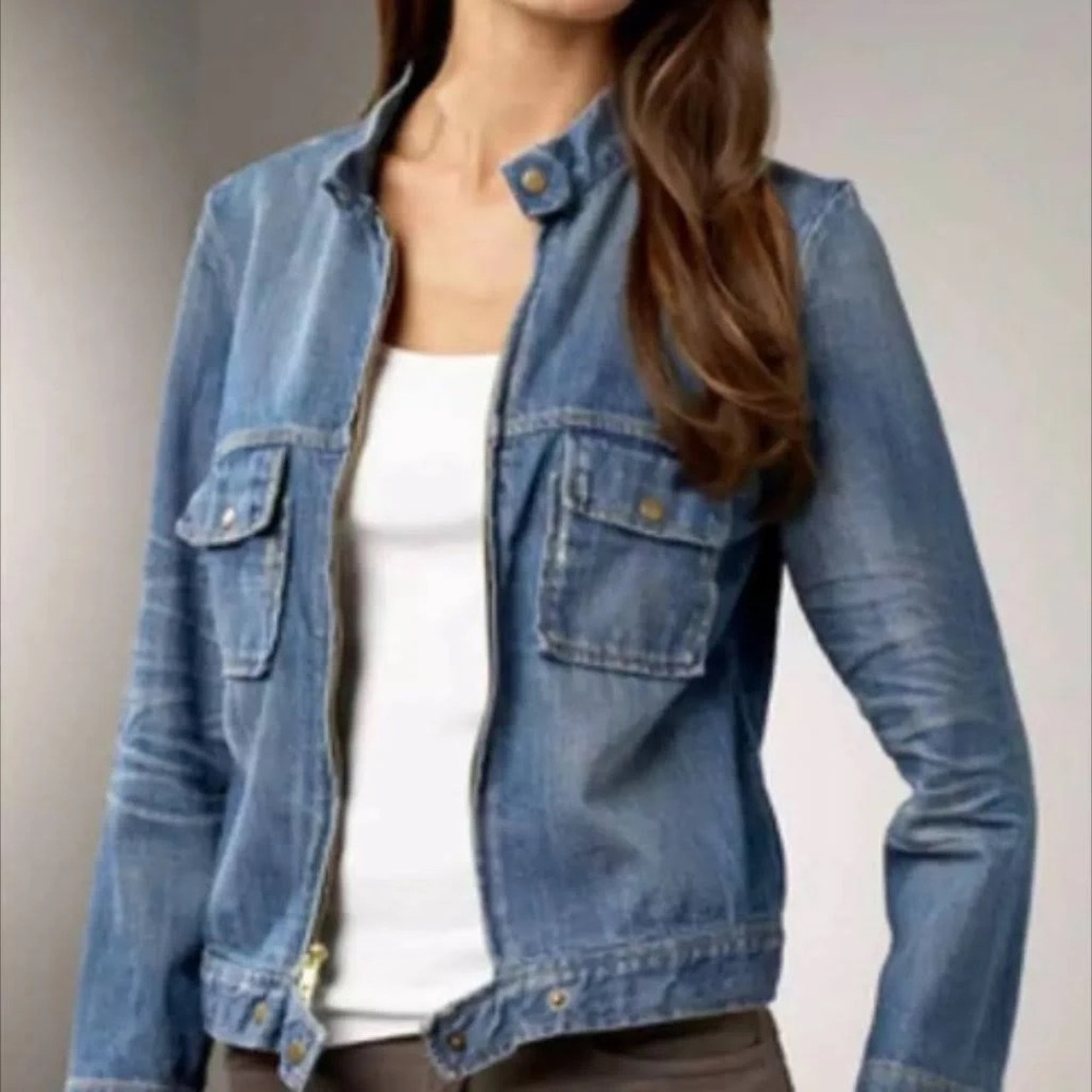 Current/Elliott Denim Zip Moto Jacket Size 0 – Read